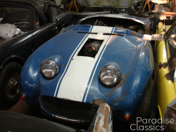 Blue 1959 Austin Healey Sprite Bugeye Racecar
